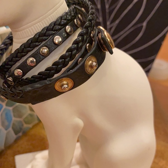 Leather wrap watch bracelet Gold face w/rhinestone - Picture 5 of 9